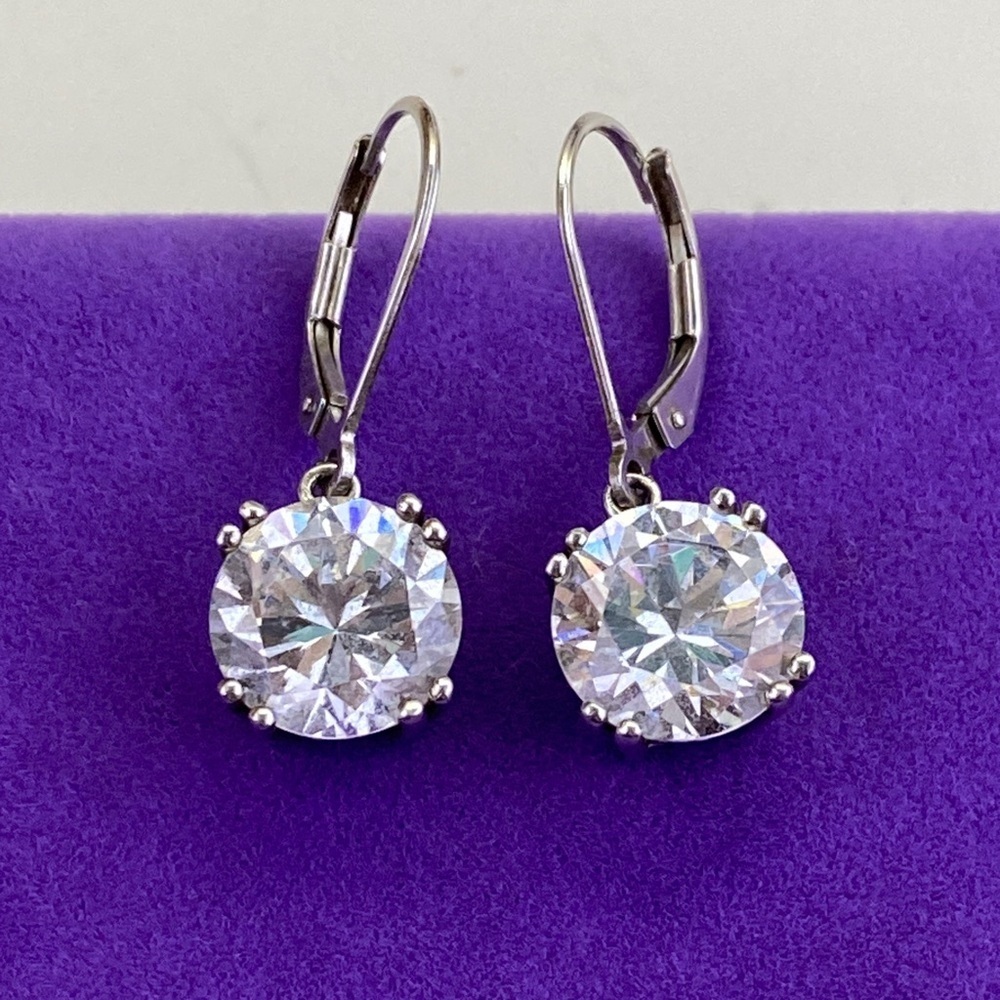 💛Sterling Silver CZ Drop Earrings | Brilliant Round CZ | Timeless Sparkle